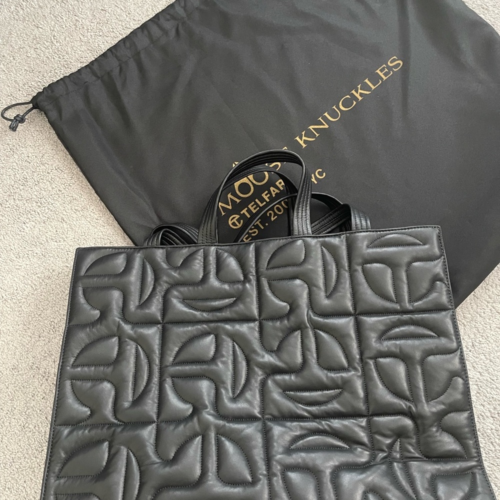 LIKE NEW!! Telfar x Moose Knuckles Large Leather Quilted Shopper Tote